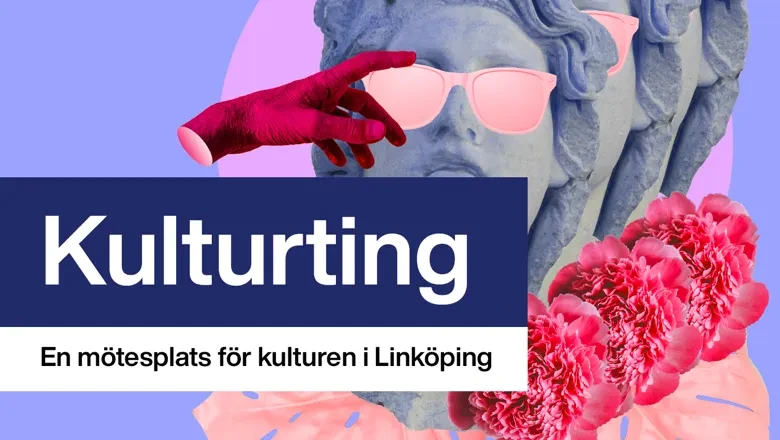 Ett collage av ett kvinnoansikte och blommor med ordet Kulturting